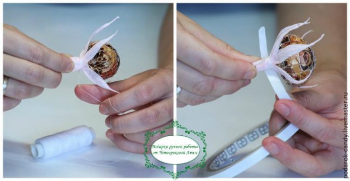 Делаем распушившийся пион из гофрированной бумаги и конфеты: часть 3 Делаем распушившийся пион из гофрированной бумаги и конфеты: часть 3