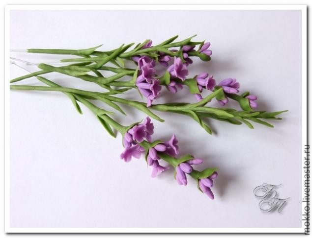 Лепим веточки лаванды из полимерной глины без использования молдов: часть 3