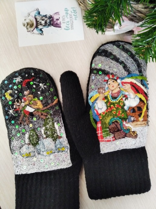 Идеи эксклюзивных варежек с ручной вышивкой