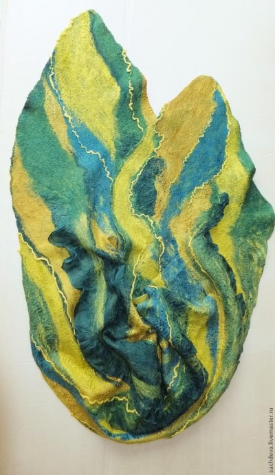 Валяние шарфа палантина на плоском шаблоне