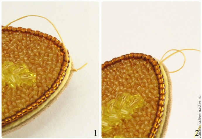 ​Вышиваем бисером брошь "Колоски": часть 3