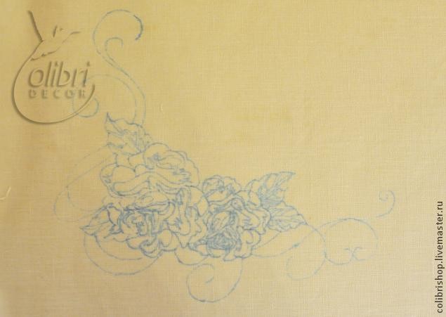 Роспись салфетки "Роза"