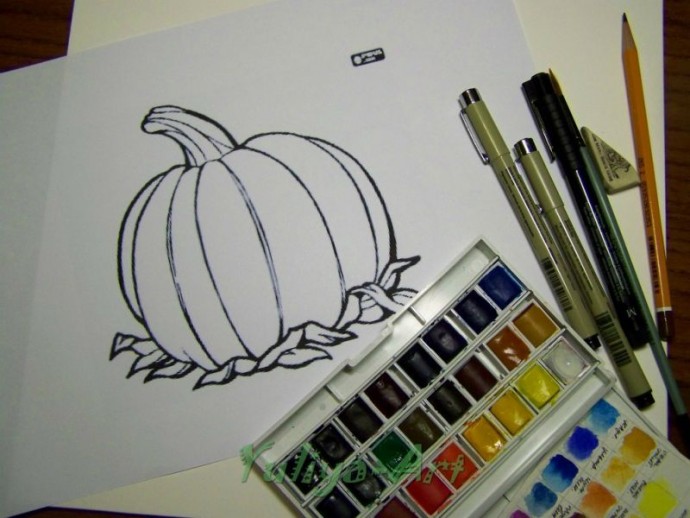 ​Рисуем тыкву в стиле зентангл и дудлинг: часть 1