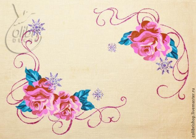 Роспись салфетки "Роза"
