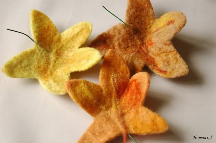 ​Мастер-класс по осенним листьям в технике валяния: часть 3