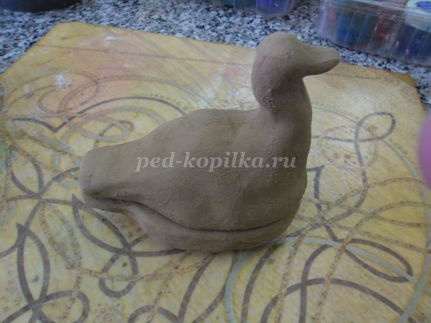 ​Шкатулочка из глины в виде утёнка: часть 2