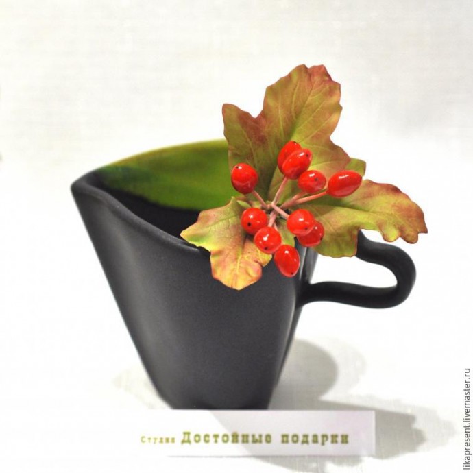 Лепим веточку калины из полимерной глины и холодного фарфора: часть 4