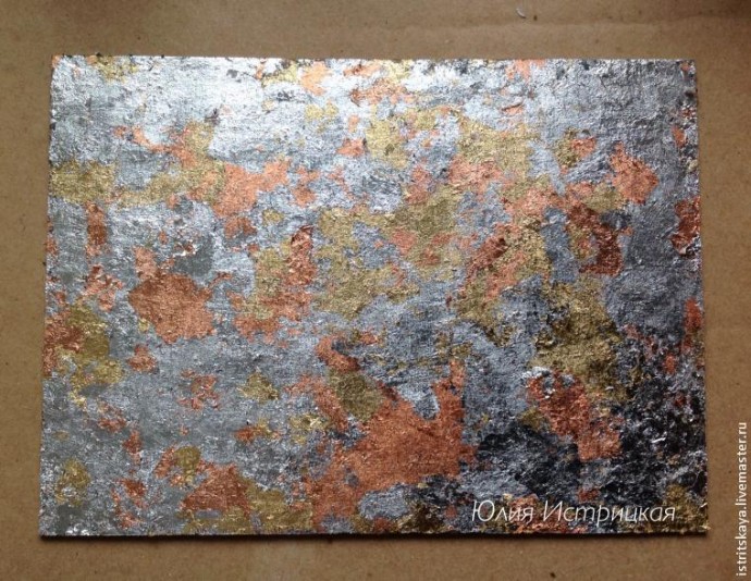 ​Создаем старинный зеркальный витраж: вживляем в стекло и работаем с поталью в хлопьях: часть 2