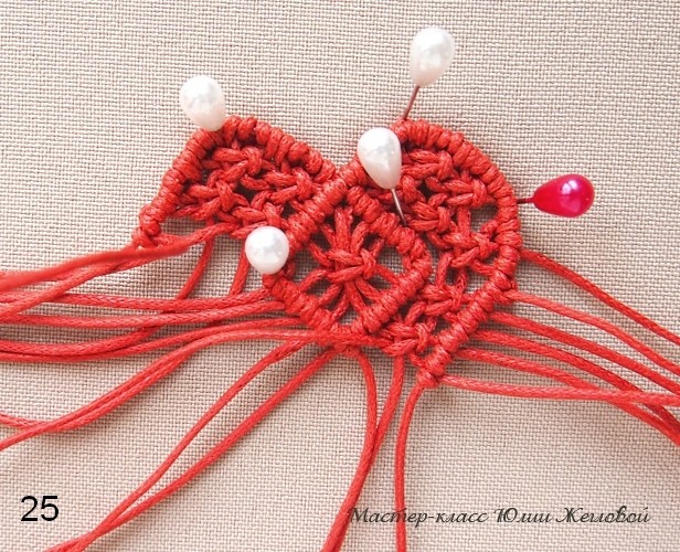 ​Плетёное сердечко в технике макраме: часть 3