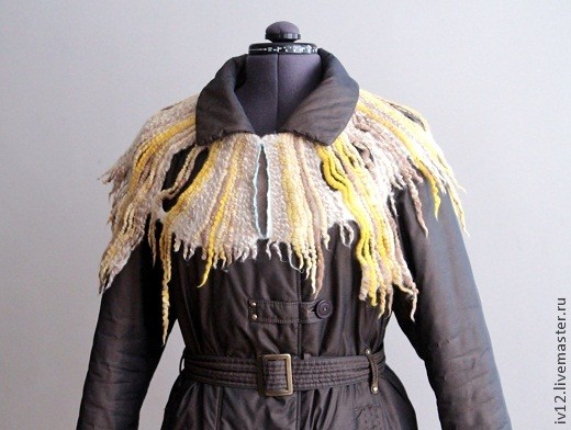 Пелерина валяная из фактурной пряжи: часть 2