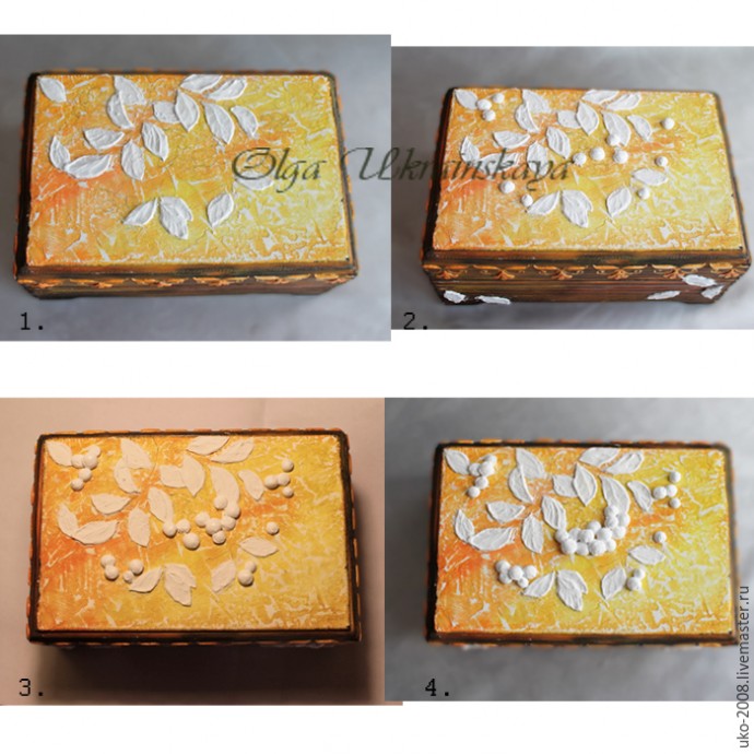 Шкатулка с рябиной в объемной технике