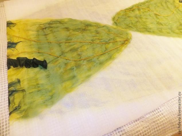 Валяние шарфа палантина на плоском шаблоне