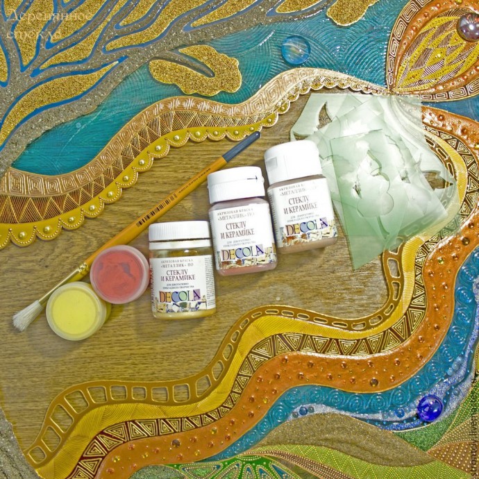 Витражная картина на стекле "Пять стихий осени": часть 3