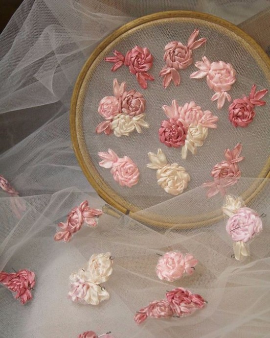 ​Вышивка по тюлю или органзе