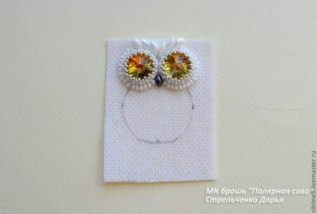 ​Вышиваем полярную сову в виде броши: часть 2