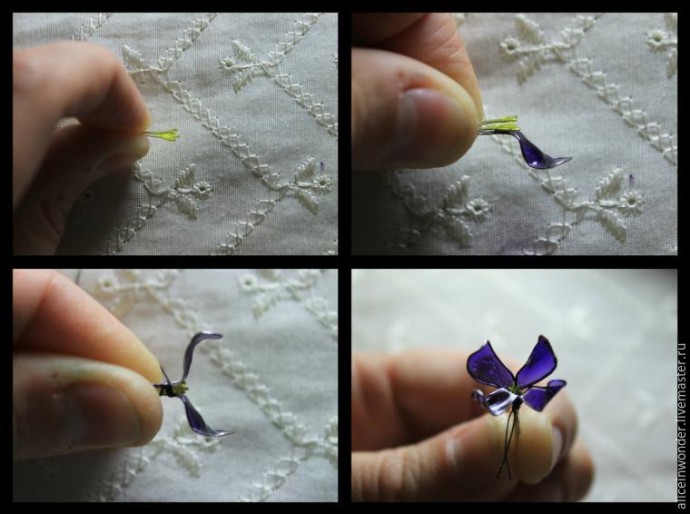Заколка "Сирень" в технике витраль: часть 1