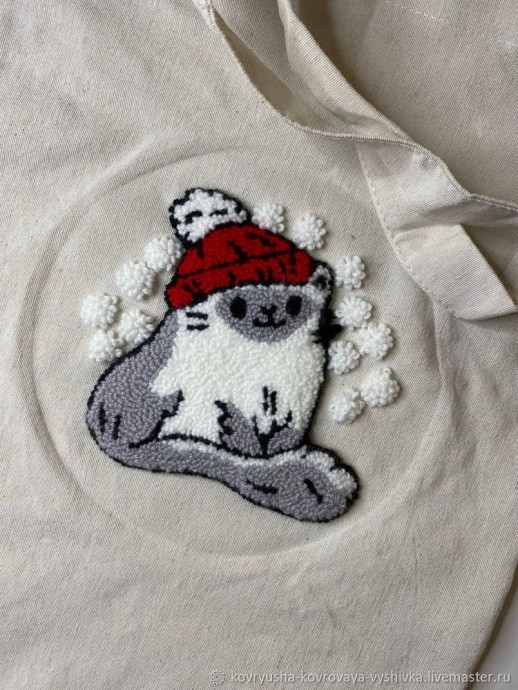 Шоппер с котиком в технике ковровой вышивки: мастер-класс, часть 2