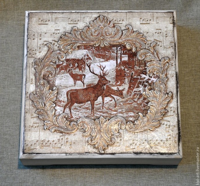 ​Декорируем чайную коробку "В старом шале": часть 4