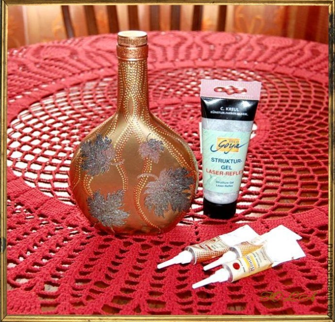 Декорируем стеклянную бутылку "Листопад"