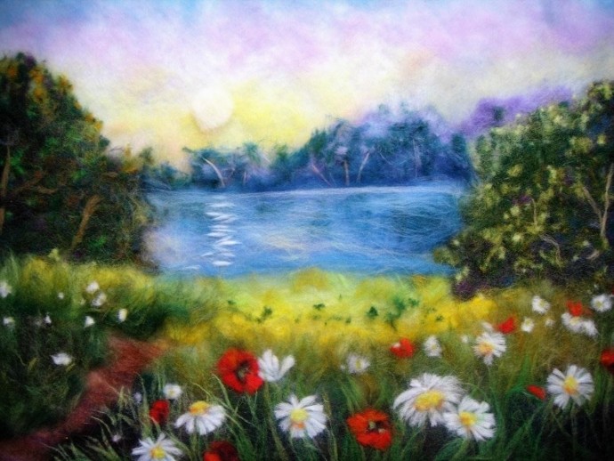 Прекрасные картины из шерсти или шерстяная акварель