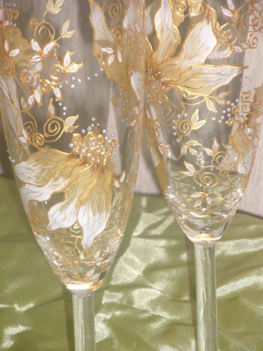 Витражная роспись бокалов "Пьяные цветы"