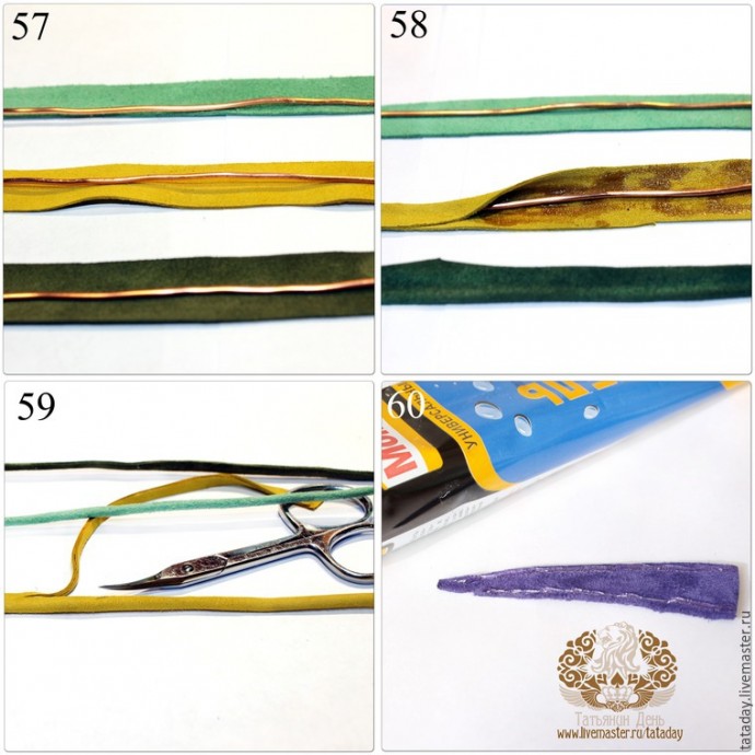 ​Делаем брошь из кожи "Прекрасный букет" с нарциссом и гиацинтом: часть 3