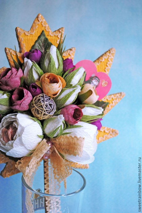 Делаем оригинальную композицию из конфет "Кленовый лист": часть 2