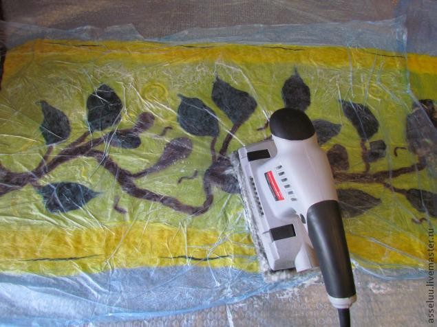 Валяние шарфа в технике нунофелтинг: часть 3