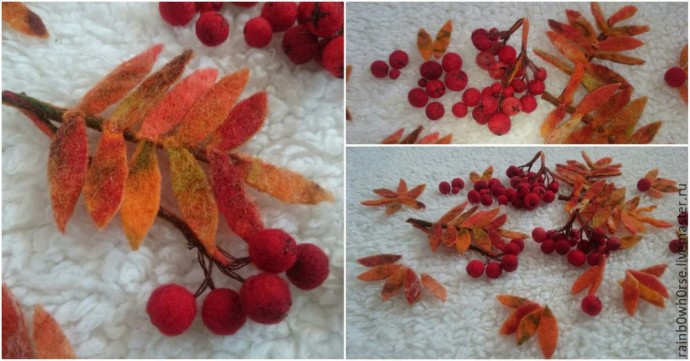 ​Как свалять веточку рябины из шерсти