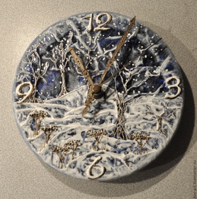 ​Мастер-класс по декорированию часов "Синяя зима": часть 3