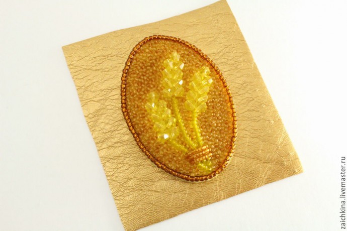 ​Вышиваем бисером брошь "Колоски": часть 3