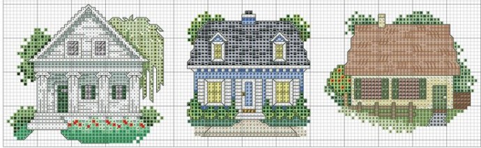 ​Вышиваем милые домики: часть 2