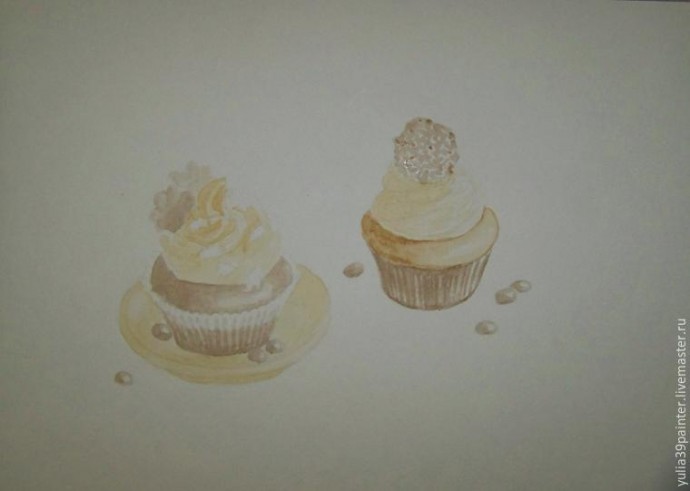 Рисуем капкейки акварелью: часть 1