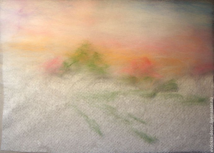Создаем картину "Красочный пейзаж" в технике шерстяной акварели