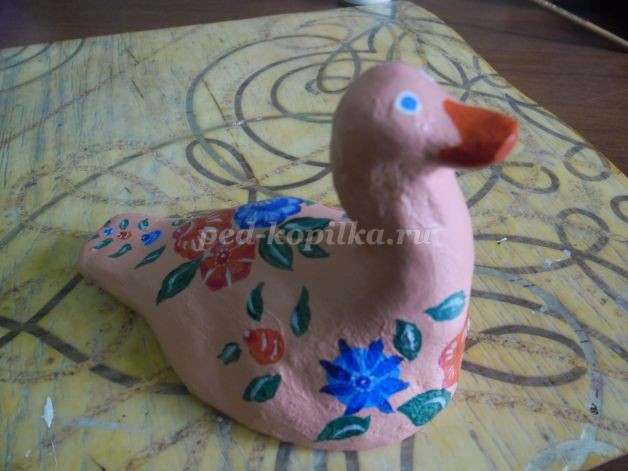 ​Шкатулочка из глины в виде утёнка: часть 4