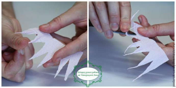 Делаем распушившийся пион из гофрированной бумаги и конфеты: часть 3 Делаем распушившийся пион из гофрированной бумаги и конфеты: часть 3