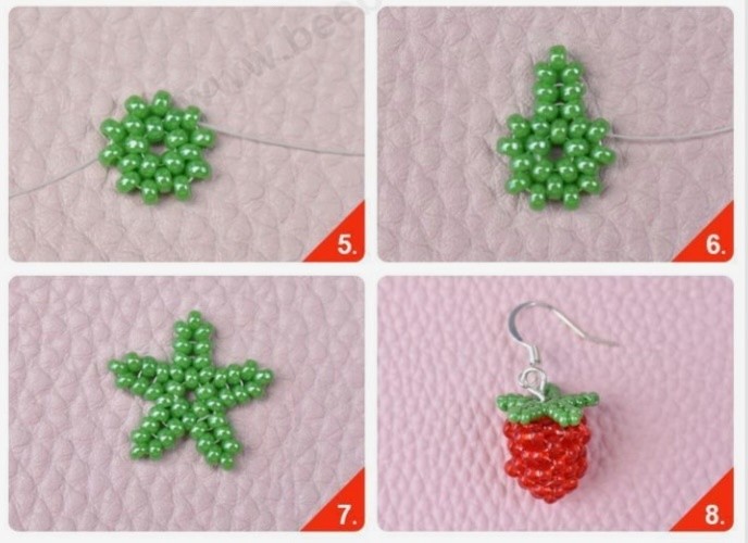 ​Ягода малины из бисера