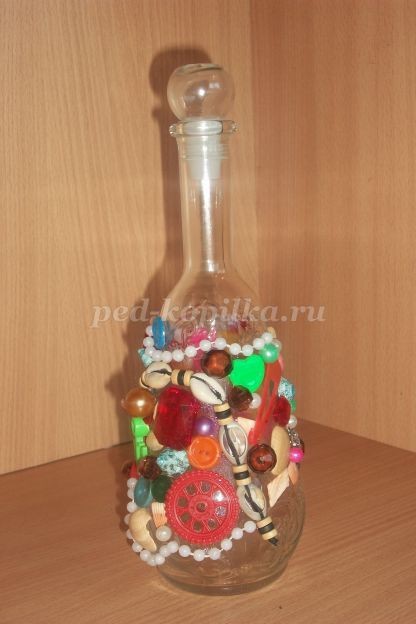Декорирование стеклянной бутылки