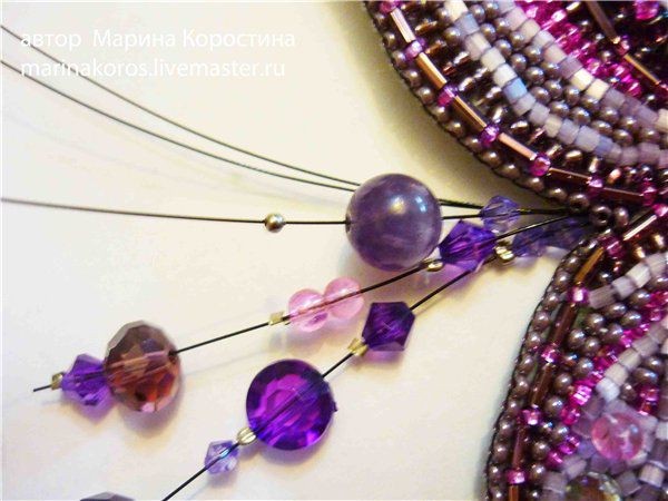 Вышиваем бисером колье с цветком: часть 2