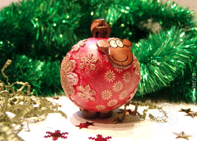 Декорируем елочную игрушку "Барашка-Ромашка" в технике объемного декупажа: часть 2