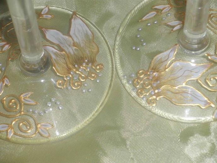 Витражная роспись бокалов "Пьяные цветы"