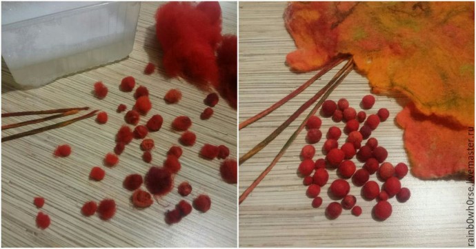 ​Как свалять веточку рябины из шерсти