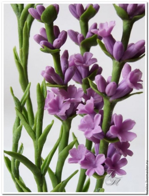 Лепим веточки лаванды из полимерной глины без использования молдов: часть 3