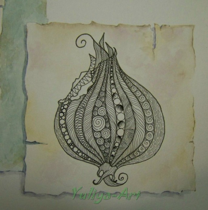 ​Рисуем тыкву в стиле зентангл и дудлинг: часть 1