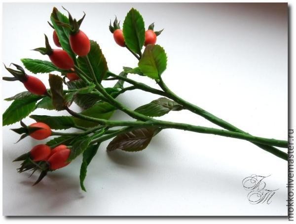 ​Лепим шиповник из полимерной глины: часть 3