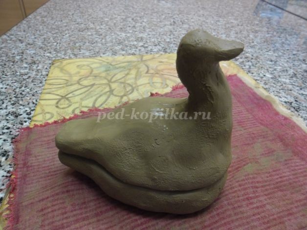 ​Шкатулочка из глины в виде утёнка: часть 2