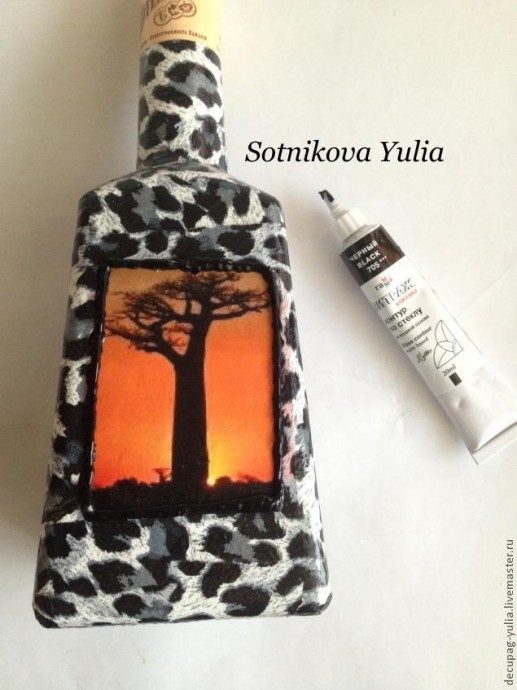 Декопатч бутылки в африканском стиле