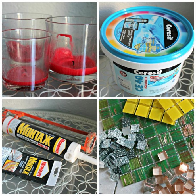 ​Декорируем стеклянные подсвечники мозаикой: часть 1