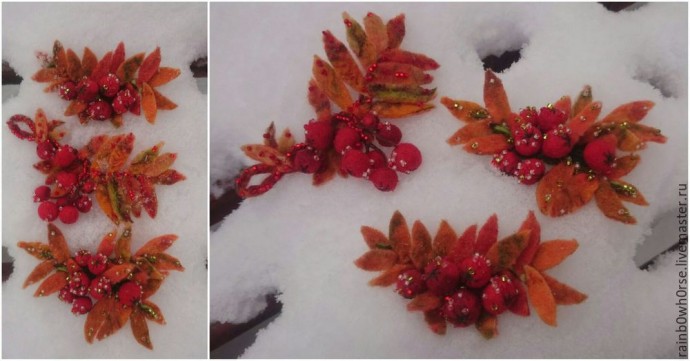 ​Как свалять веточку рябины из шерсти