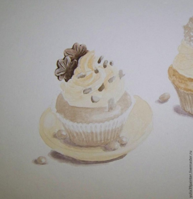 Рисуем капкейки акварелью: часть 2